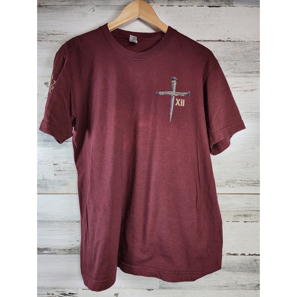 Christian Cross Graphic Short Sleeve American Apparel T-Shirt Men Large‎ Maroon